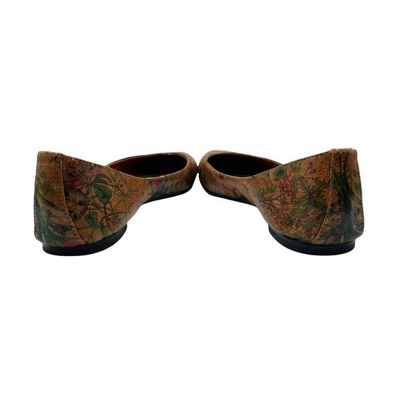 Steve Madden Brown Leather Flats Unique Floral Print Round Toe Women's Size 6 - Picture 5 of 6